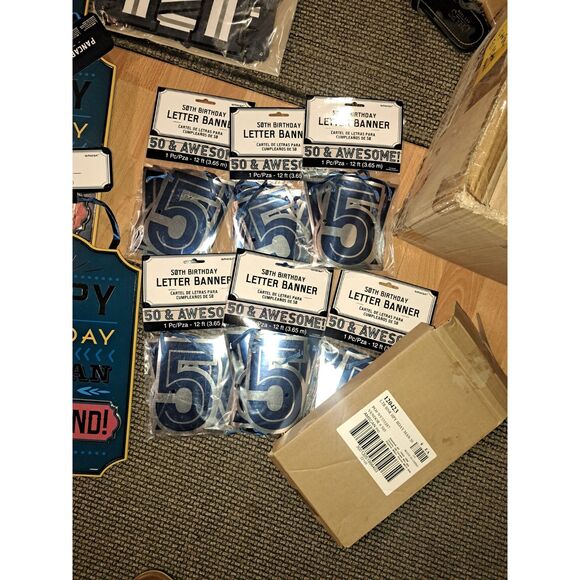 LOT of "50th Birthday" decor new in packages 96 banners-5 Plaques1 XL Banner - Picture 2 of 8